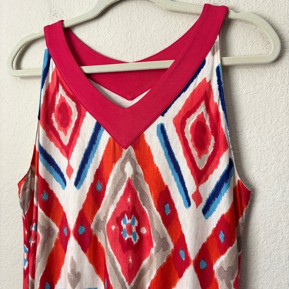 Chico's NEW Ikat Maxi Dress Multicolor Sleeveless V-Neckline Soft Stretchy Knit - Picture 5 of 14